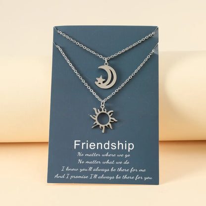 Elegant Preppy Style Simple Style Sun Moon Stainless Steel Zinc Alloy Pendant Necklace