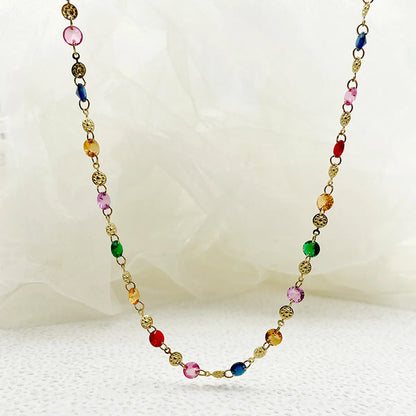 Elegant Princess Colorful Stainless Steel Plating Gold Plated Necklace