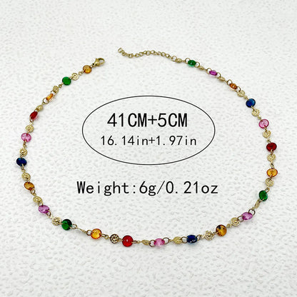 Elegant Princess Colorful Stainless Steel Plating Gold Plated Necklace