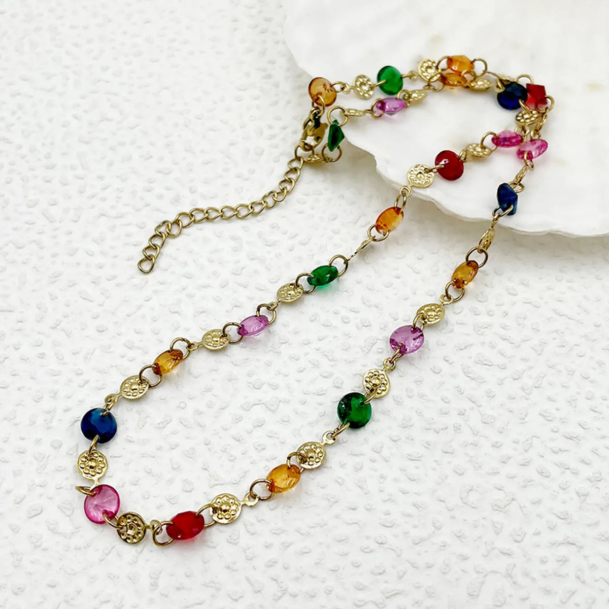 Elegant Princess Colorful Stainless Steel Plating Gold Plated Necklace