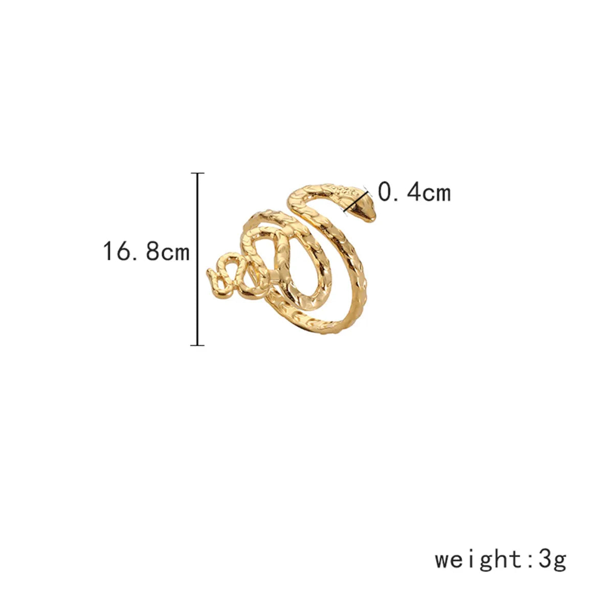 Elegant Queen Classic Style Snake 304 Stainless Steel 18K Gold Plated Open Rings In Bulk