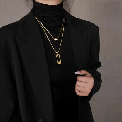 Elegant Rectangle Alloy Wholesale Sweater Chain