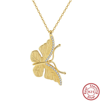 Elegant Retro Butterfly Sterling Silver Pendant Necklace In Bulk