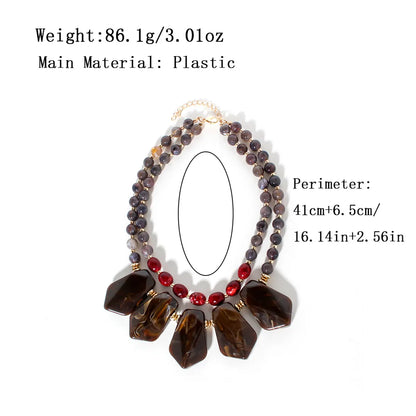 Elegant Retro Color Block Plastic Resin Women's Necklace