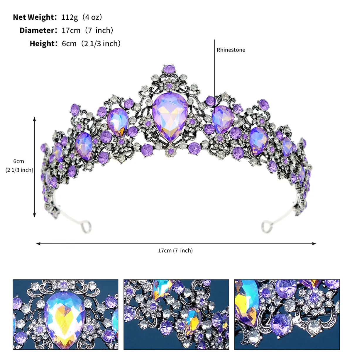 Elegant Retro Crown Alloy Diamond Crown