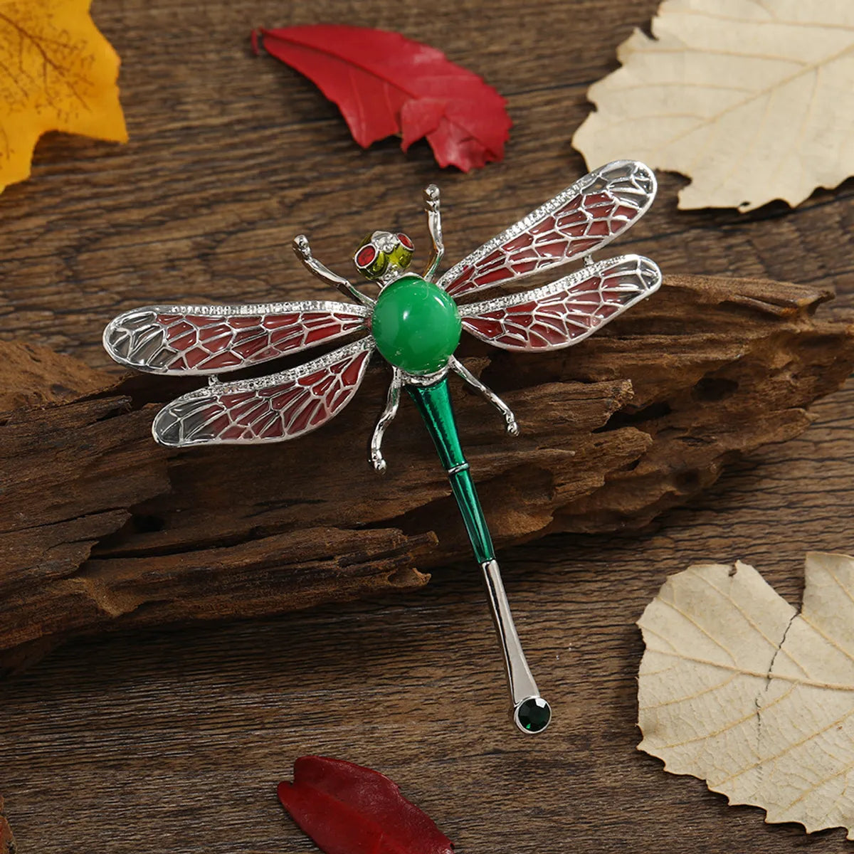 Elegant Retro Dragonfly Alloy Epoxy Plating Inlay Resin Rhinestones Unisex Brooches