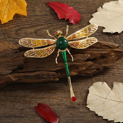 Elegant Retro Dragonfly Alloy Epoxy Plating Inlay Resin Rhinestones Unisex Brooches