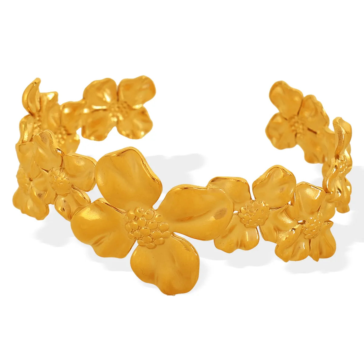 Elegant Retro Flower 304 Stainless Steel 18K Gold Plated Bangle In Bulk