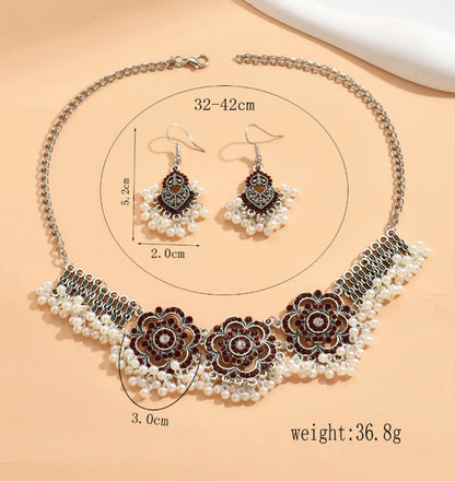 Elegant Retro Flower Rhinestones Alloy Wholesale Earrings Necklace