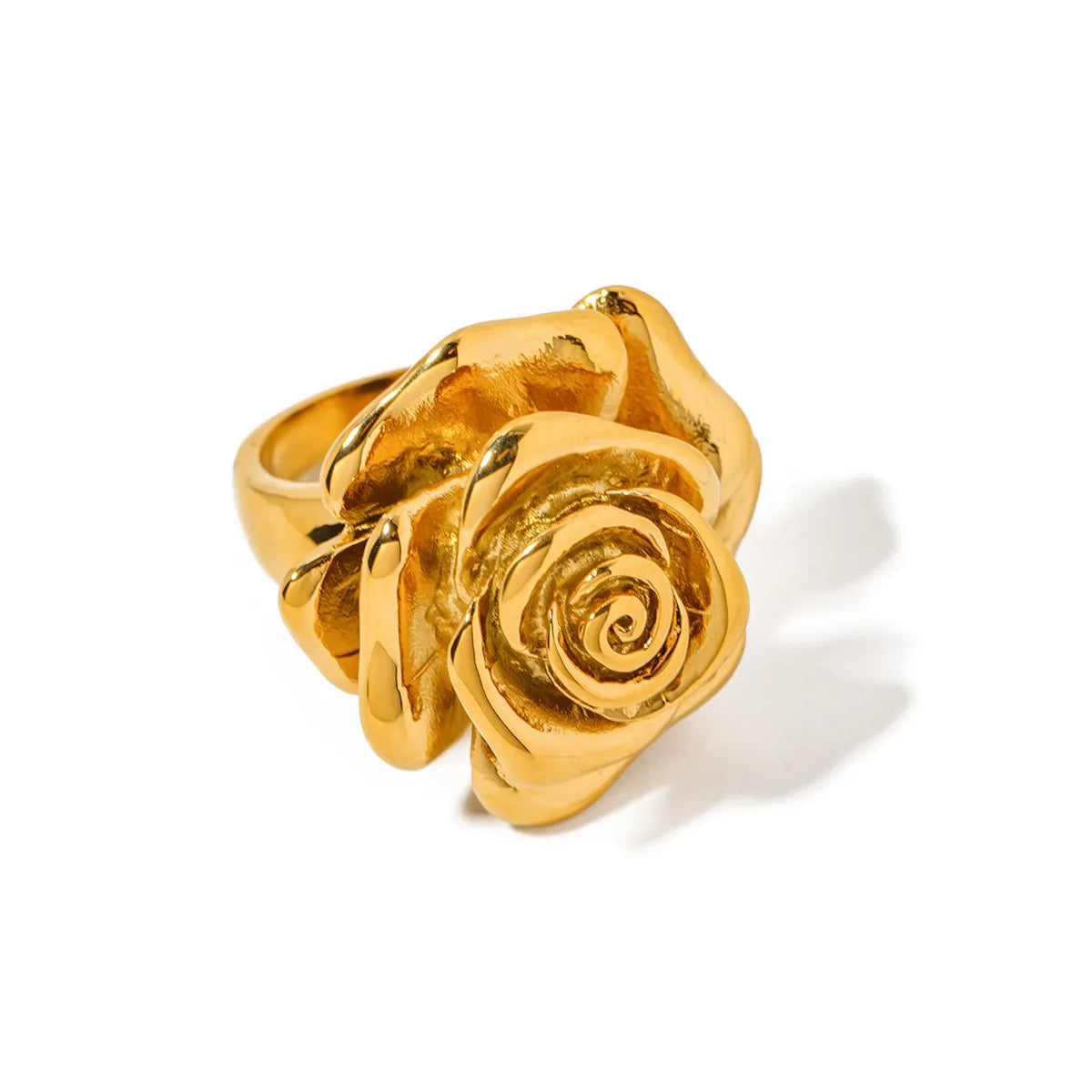 Elegant Retro Flower Stainless Steel Plating 18k Gold Plated Rings