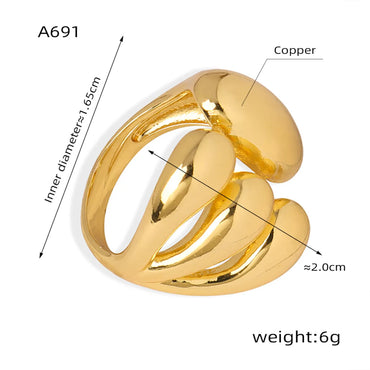 Elegant Retro Geometric Copper Plating 18k Gold Plated Open Rings