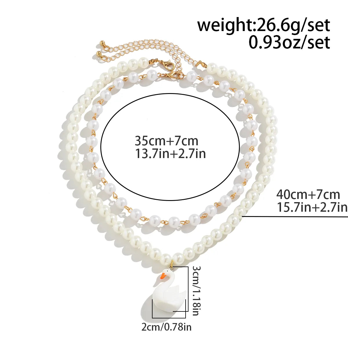 Elegant Retro Geometric Round Swan Arylic Imitation Pearl Acrylic Alloy Tassel Women'S Necklace