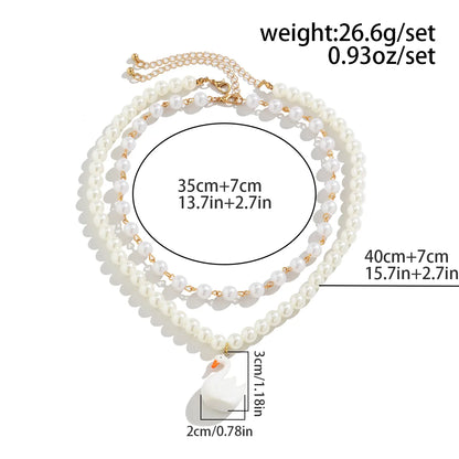 Elegant Retro Geometric Round Swan Arylic Imitation Pearl Acrylic Alloy Tassel Women'S Necklace