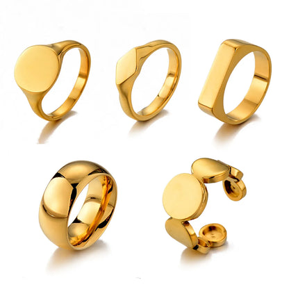 Elegant Retro Geometric Titanium Steel Plating 18k Gold Plated Women's Open Rings