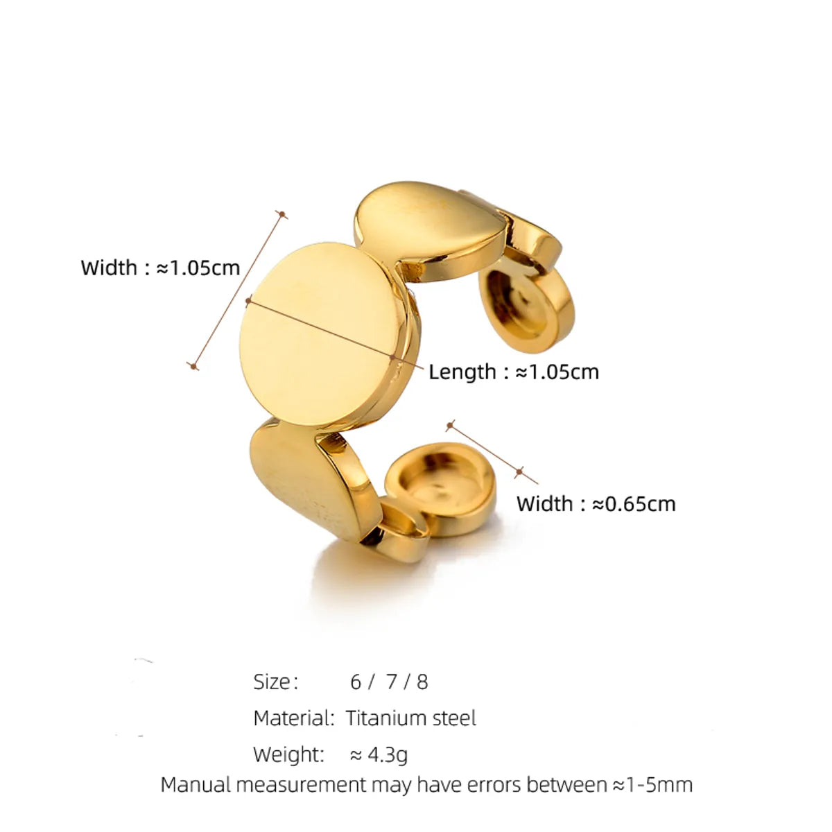 Elegant Retro Geometric Titanium Steel Plating 18k Gold Plated Women's Open Rings