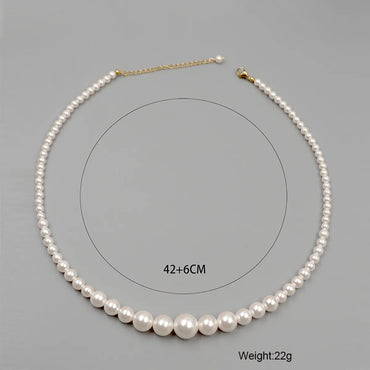 Elegant Retro Handmade Round Imitation Pearl Titanium Steel Beaded Plating Gold Plated Women's Necklace