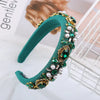 Elegant Retro Heart Shape Flower Sponge Inlay Rhinestones Hair Band