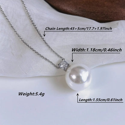 Elegant Retro Lady Ball Stainless Steel Plating Inlay Artificial Pearls 18k Gold Plated Necklace