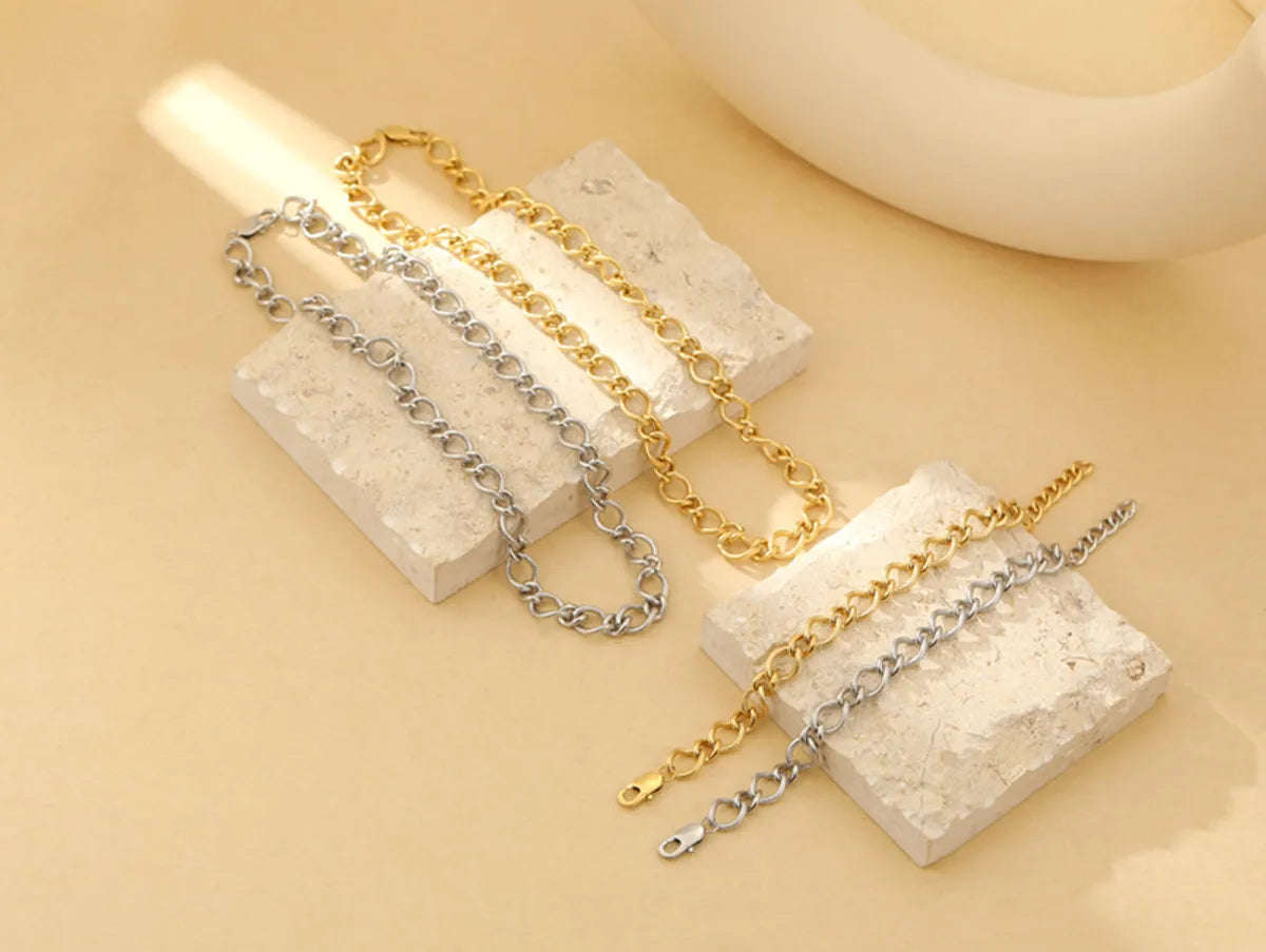 Elegant Retro Lady Geometric Stainless Steel Plating Bracelets Necklace