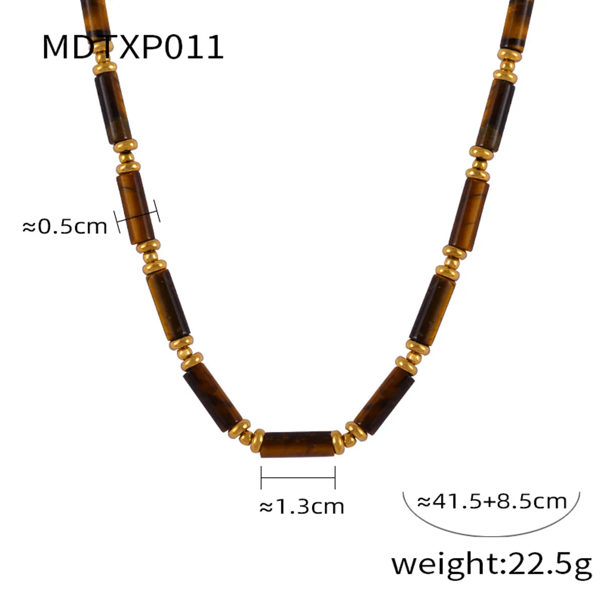 Elegant Retro Lady Round Oval Lines Tiger Eye Titanium Steel Beaded Plating Women'S Earrings Necklace