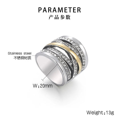 Wholesale Jewelry Elegant Retro Lady Round 304 Stainless Steel Rhinestones Inlay Rings