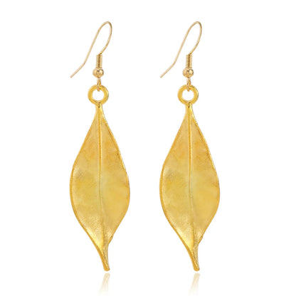 1 Pair Elegant Retro Leaf Plating Alloy Drop Earrings