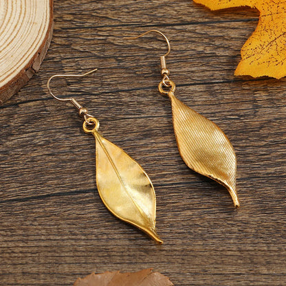 1 Pair Elegant Retro Leaf Plating Alloy Drop Earrings