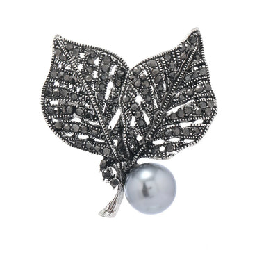 Elegant Retro Leaf Flower Alloy Plating Inlay Artificial Pearls Rhinestones Unisex Brooches