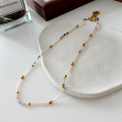 Elegant Retro Printing Beaded Natural Stone Freshwater Pearl Necklace In Bulk