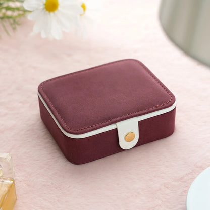 Elegant Retro Rectangle Pu Leather Suede Jewelry Boxes