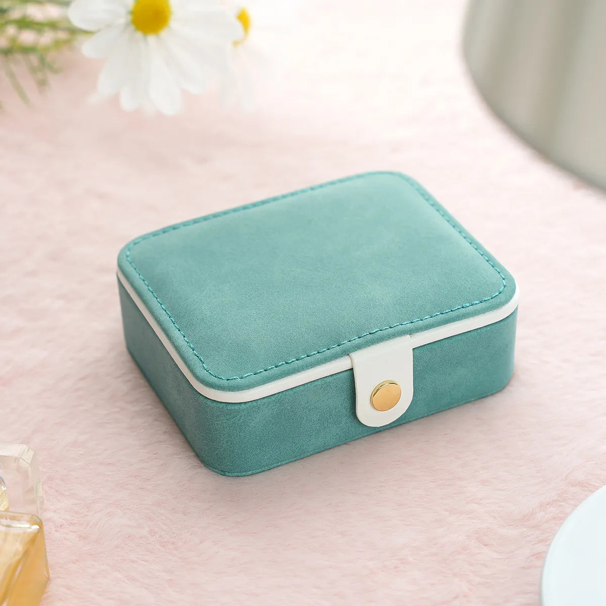 Elegant Retro Rectangle Pu Leather Suede Jewelry Boxes