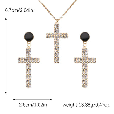 Elegant Retro Simple Style Cross Alloy Polishing Plating Inlay Rhinestones Gold Plated Women's Jewelry Set