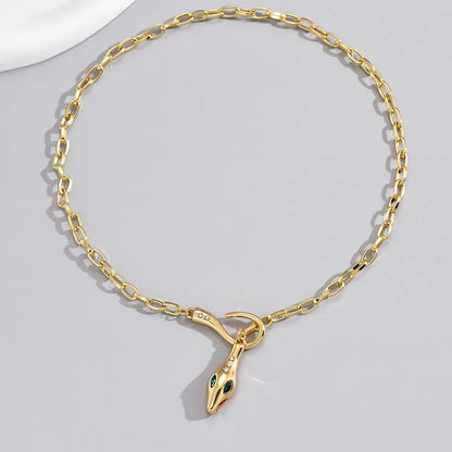 Elegant Retro Snake Alloy Inlay Rhinestones Women's Pendant Necklace