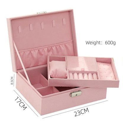 Elegant Retro Solid Color Flannel Metal Jewelry Boxes