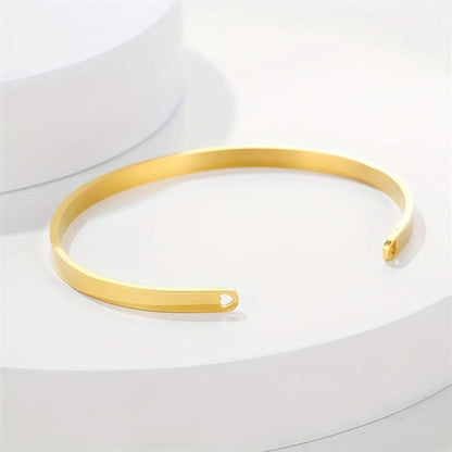 Elegant Retro Solid Color Stainless Steel Plating Hollow Out 18k Gold Plated Bangle