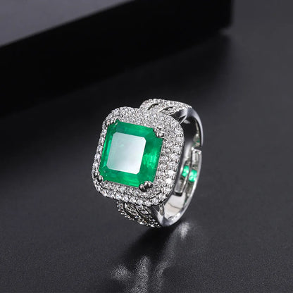 Elegant Retro Square Copper Inlay Zircon Women'S Rings Earrings Necklace