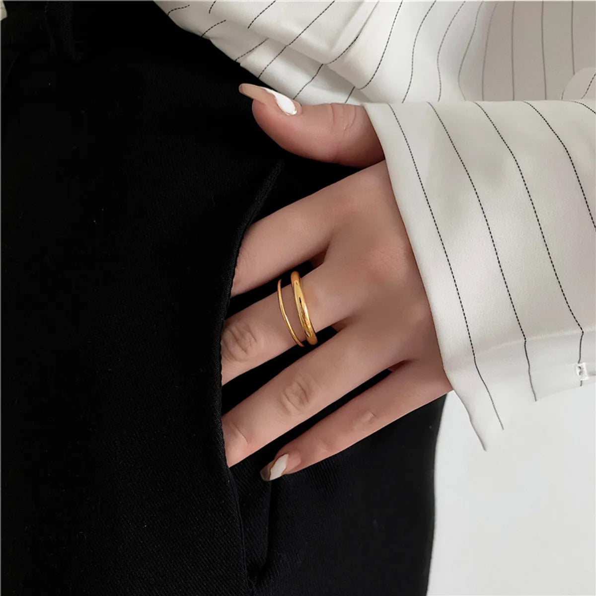 Elegant Retro Streetwear Geometric Titanium Steel Rings