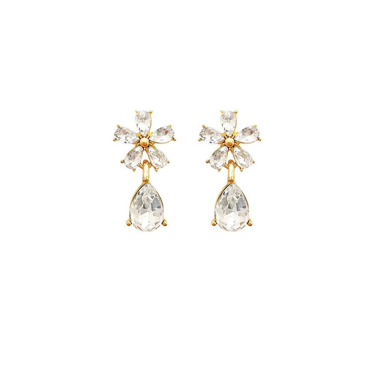 Elegant Retro Sweet Flower Alloy Plating Inlay Zircon Women's Drop Earrings