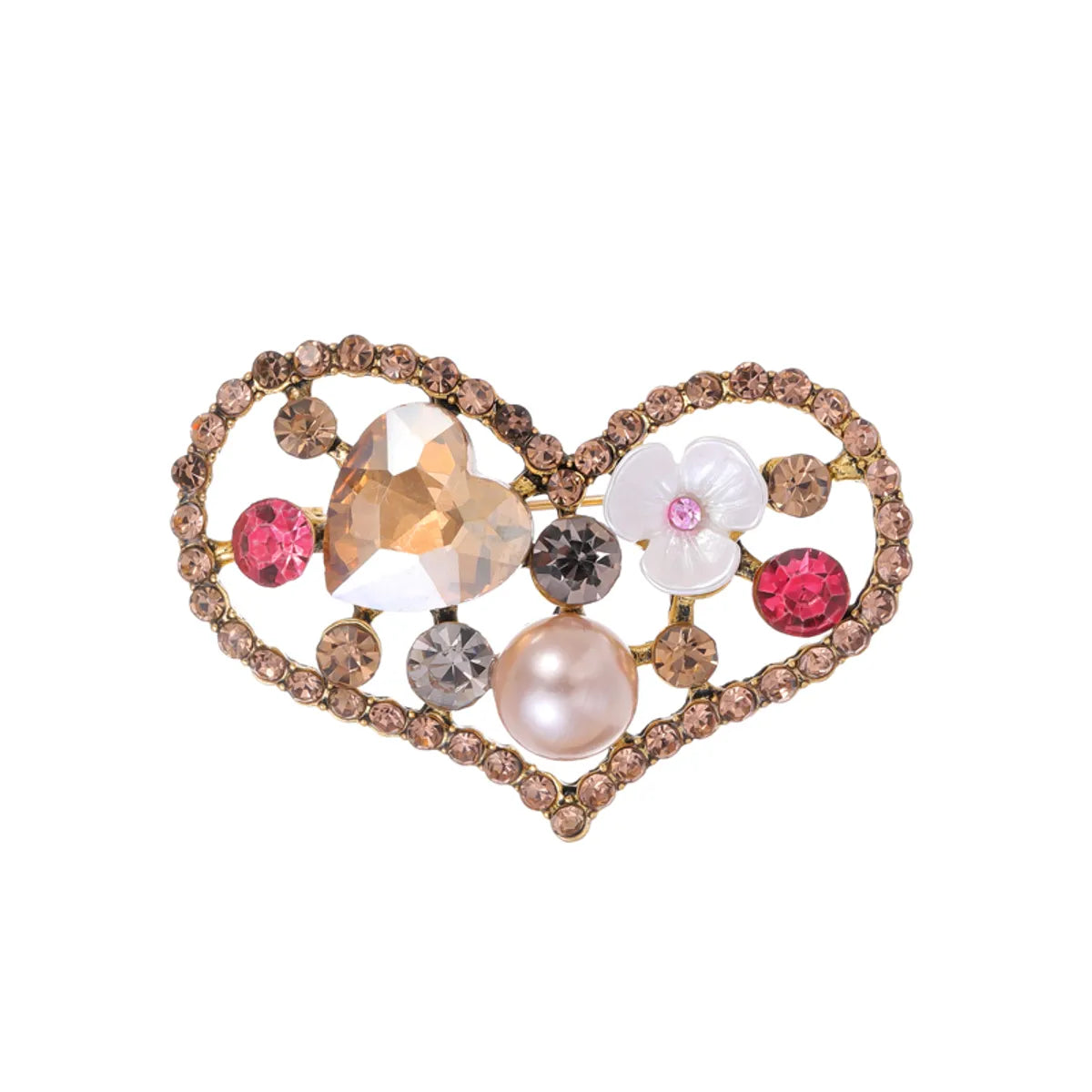 Elegant Retro Tree Heart Shape Mask Alloy Rhinestones Unisex Brooches