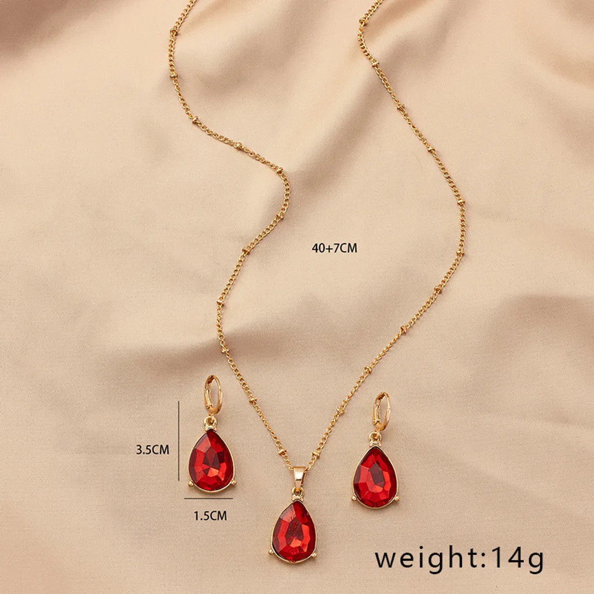 Elegant Retro Water Droplets Alloy Inlay Gem Women's Earrings Necklace