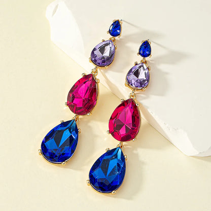 Elegant Retro Water Droplets Alloy Plating Inlay Gem Women's Drop Earrings