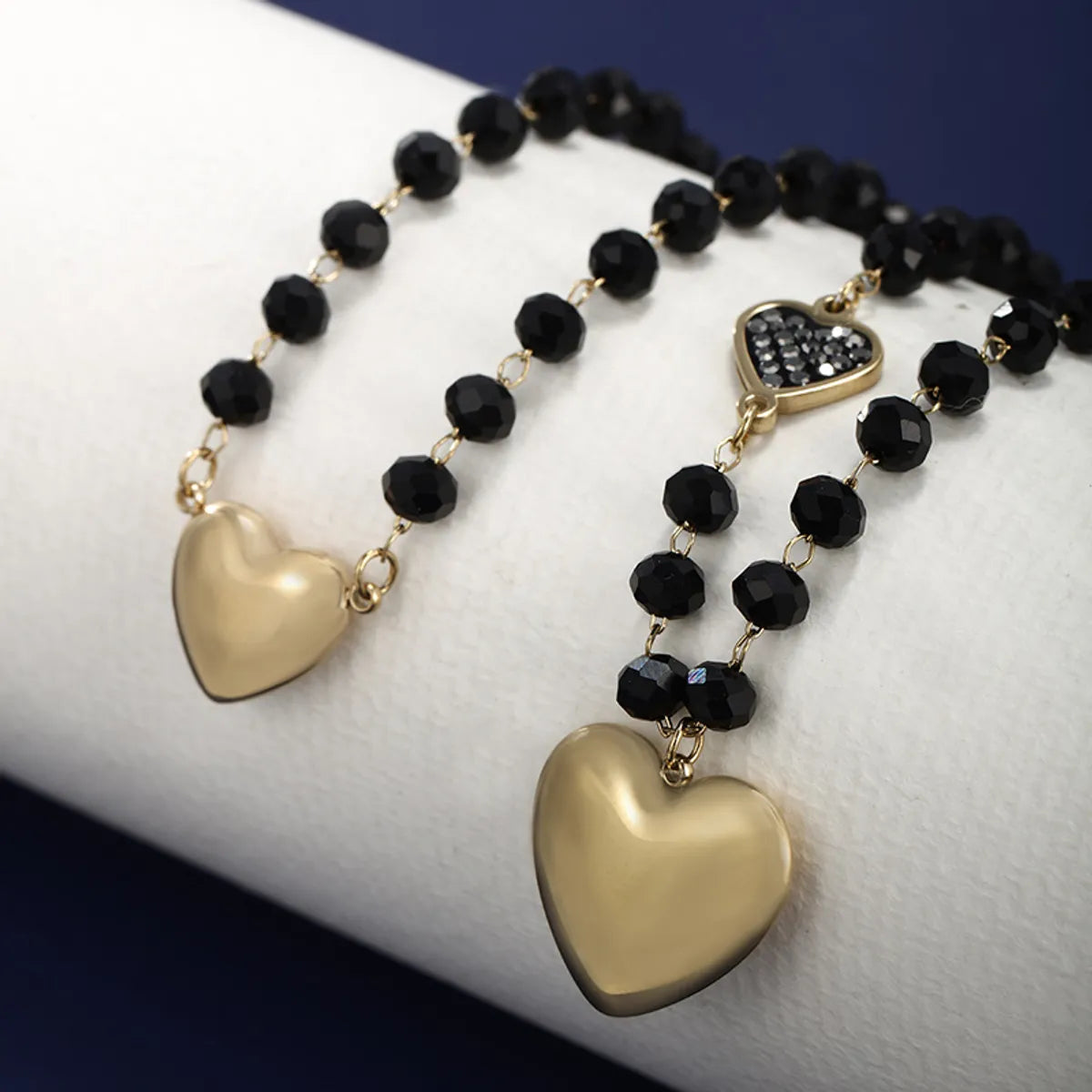 Elegant Retro XUPING Cross Leaf Heart Shape 304 Stainless Steel Beaded Beaded Plating Artificial Gemstones 18K Gold Plated Women'S Bracelets Necklace