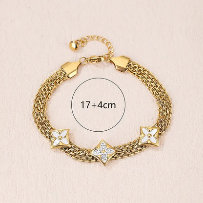 Elegant Rhombus Titanium Steel Plating Inlay Artificial Diamond Bracelets