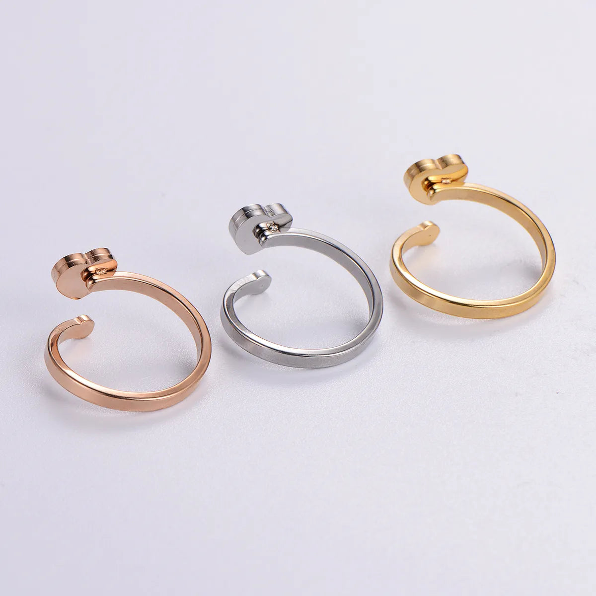 Wholesale Jewelry Elegant Romantic Heart Shape 304 Stainless Steel Acrylic 18K Gold Plated Rose Gold Plated Plating Inlay Rings