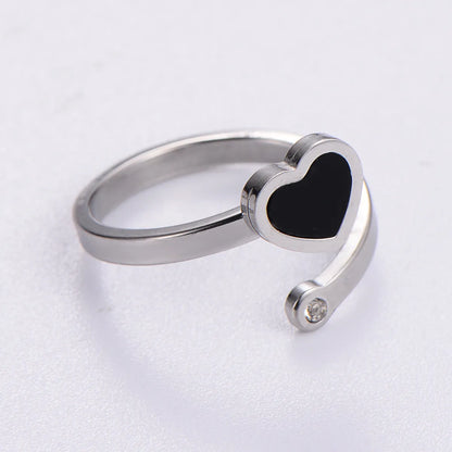 Wholesale Jewelry Elegant Romantic Heart Shape 304 Stainless Steel Acrylic 18K Gold Plated Rose Gold Plated Plating Inlay Rings