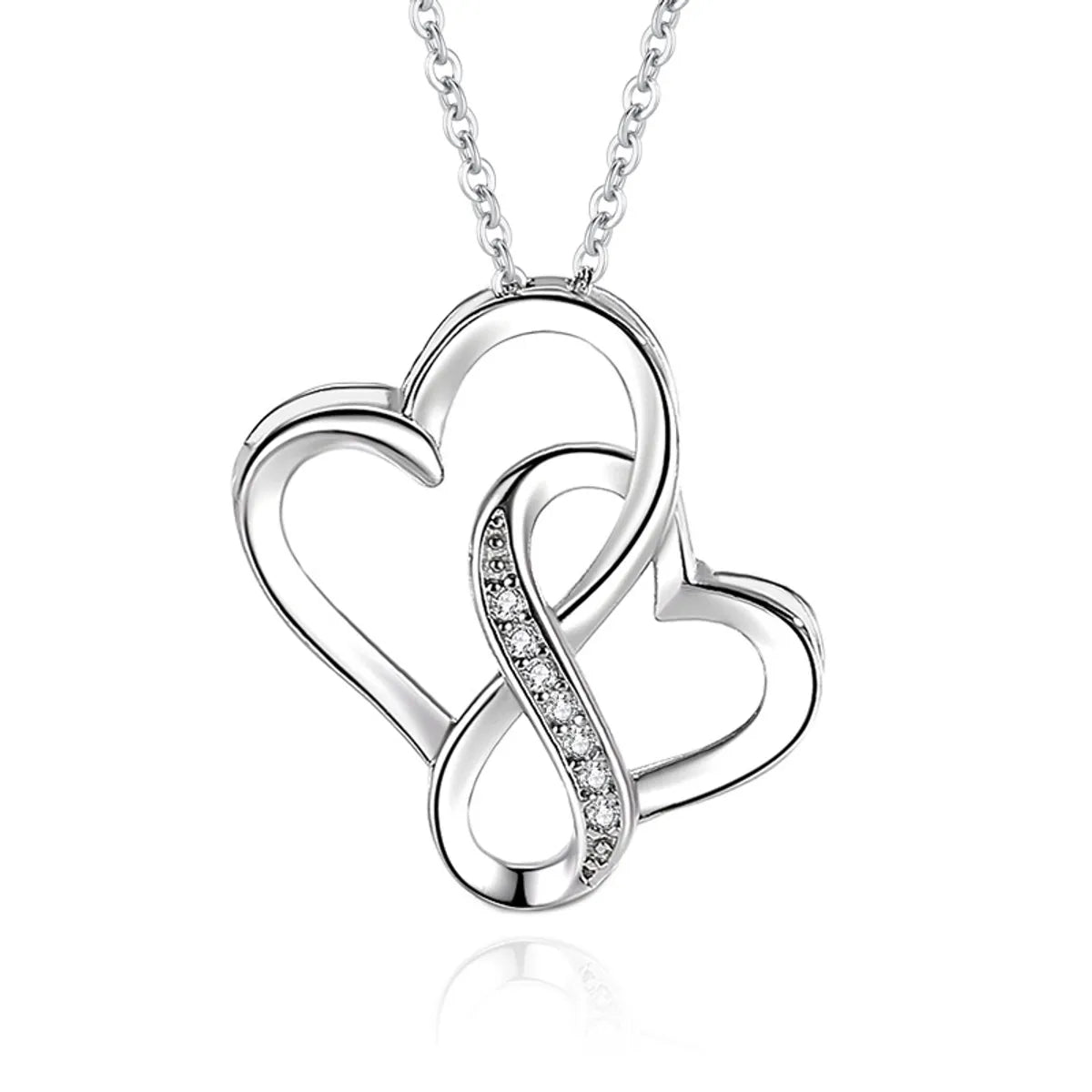 Elegant Romantic Heart Shape Sterling Silver Zircon Pendant Necklace In Bulk