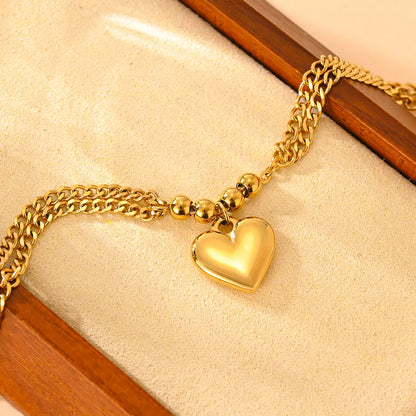 Elegant Romantic Heart Shape Titanium Steel 18K Gold Plated Bracelets In Bulk