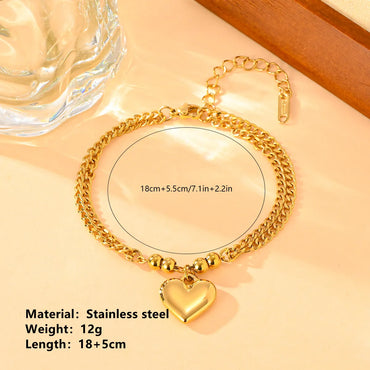 Elegant Romantic Heart Shape Titanium Steel 18K Gold Plated Bracelets In Bulk