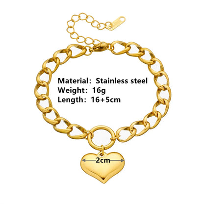 Elegant Romantic Heart Shape Titanium Steel 18K Gold Plated Bracelets In Bulk