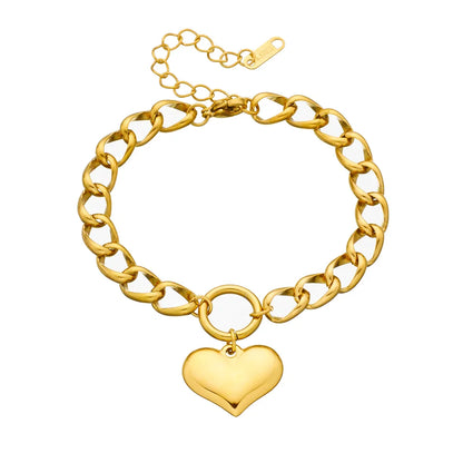 Elegant Romantic Heart Shape Titanium Steel 18K Gold Plated Bracelets In Bulk